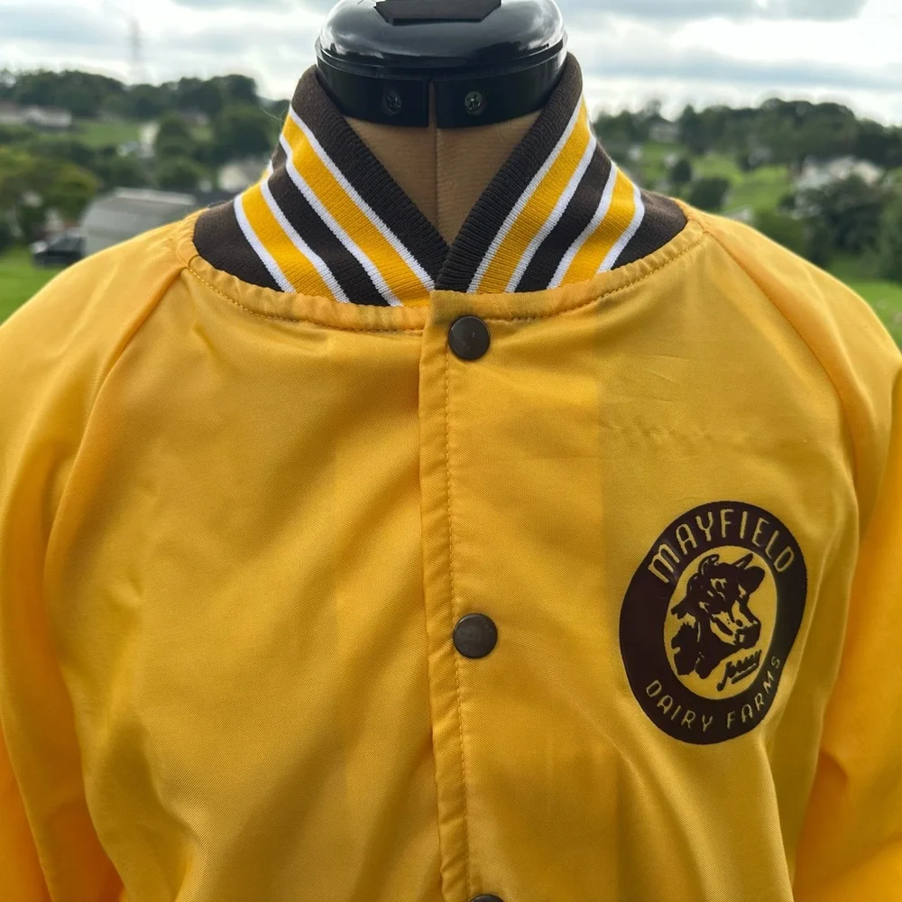Vintage Mayfield Milk jacket windbreaker. Yellow and brown. Size M. Mean/unisex - Picture 9 of 10
